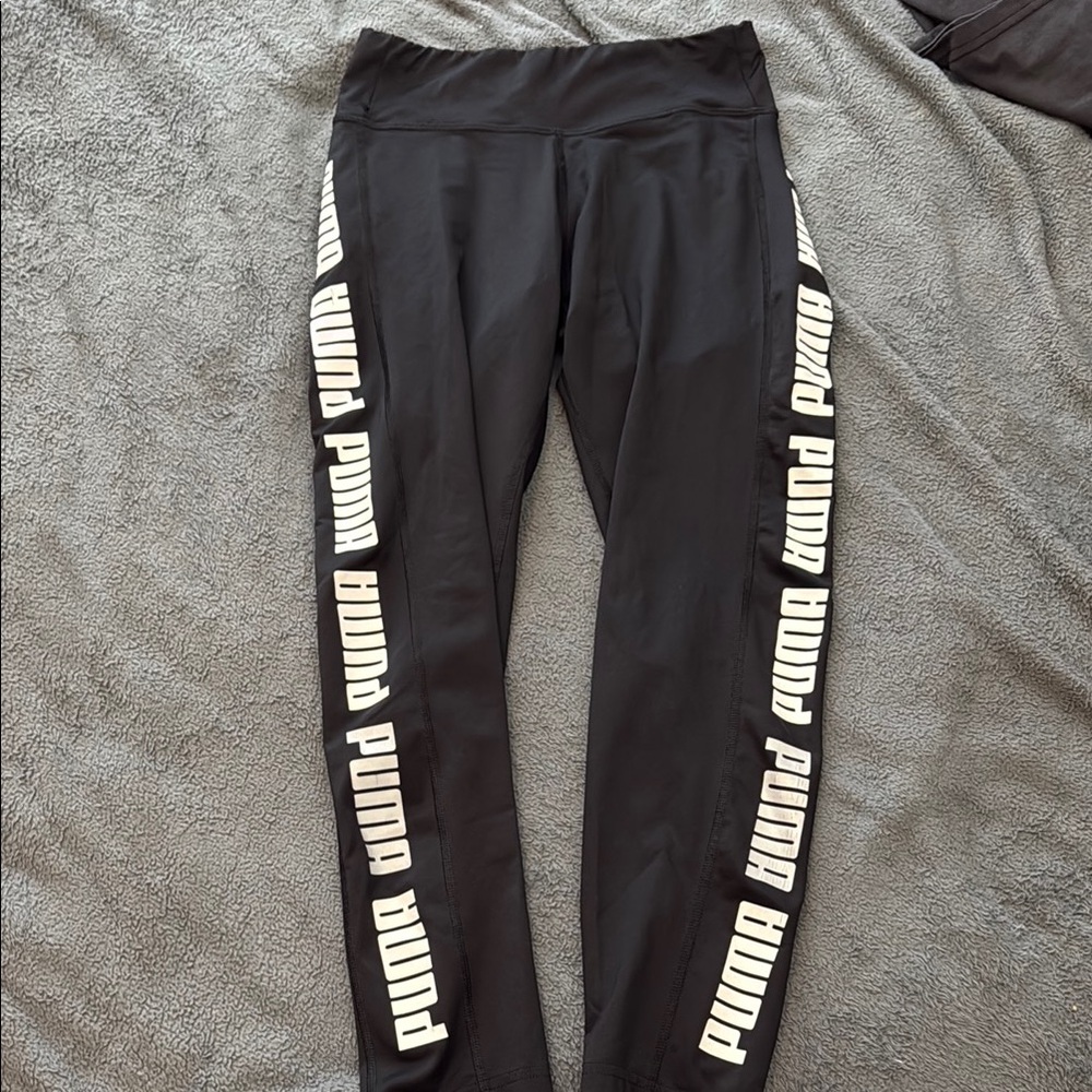 PUMA Black Leggings with White Logo